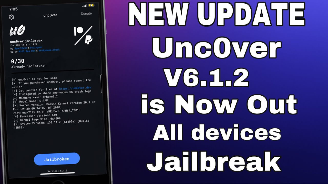 Unc0ver jailbreak update v6.1.2 - latest release